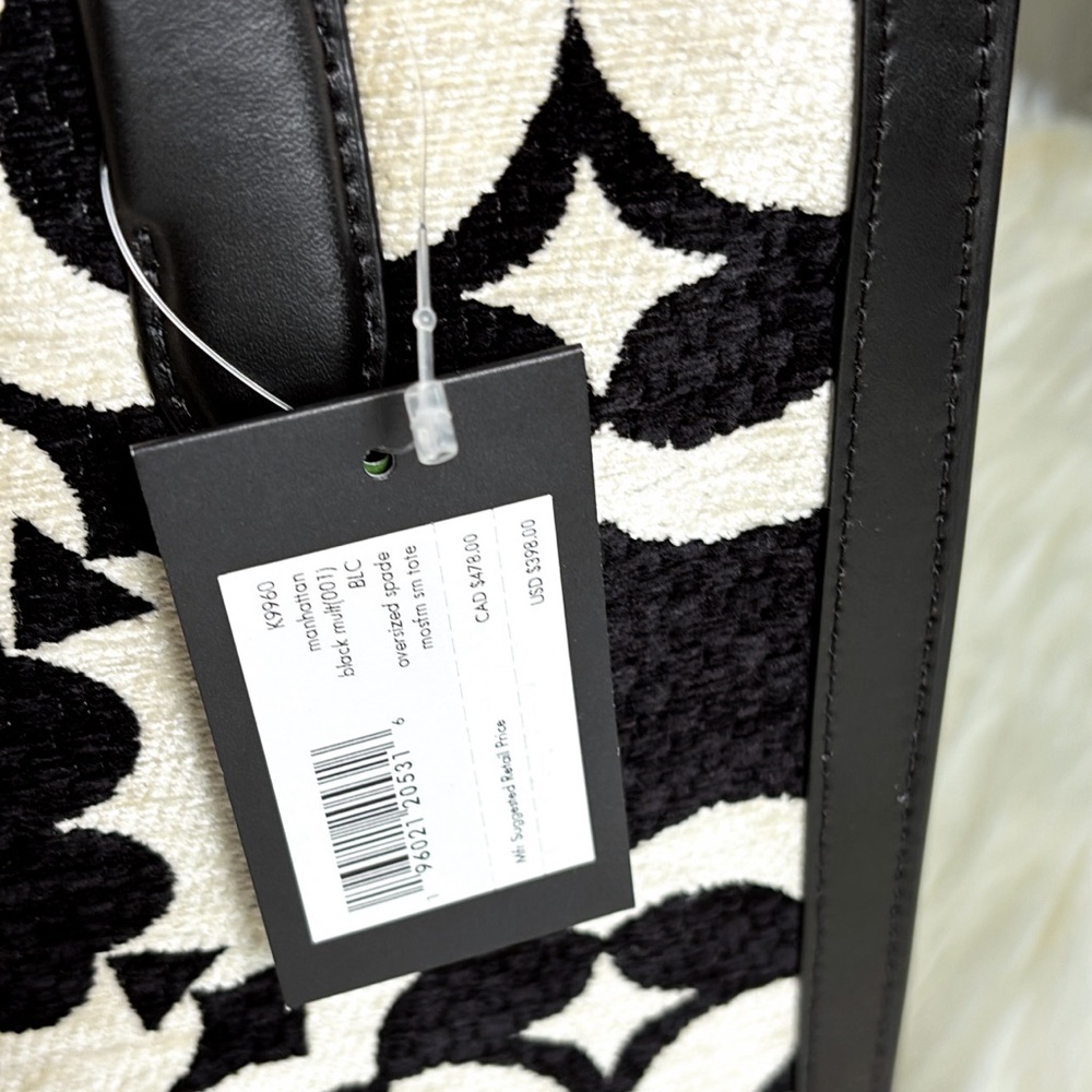 NWT💃Kate Spade Spade Flower Monogram Manhattan Chenille Small Tote Purse - Picture 12 of 12